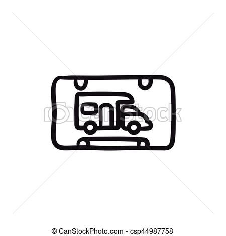 450x470 Rv Camping Sign Sketch Icon. Rv Camping Sign Vector Sketch Icon