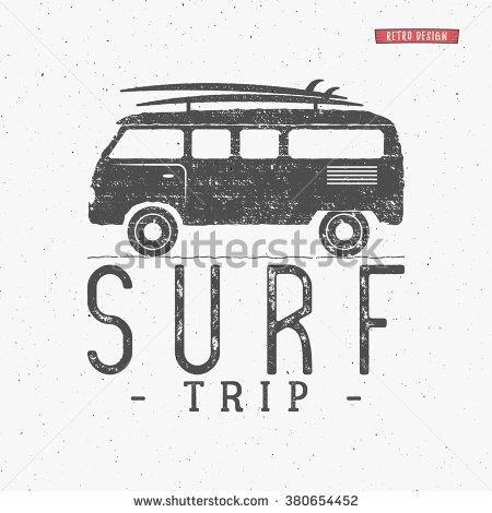 450x470 Surf Trip Concept Vector Summer Surfing Retro Badge. Beach Surfer