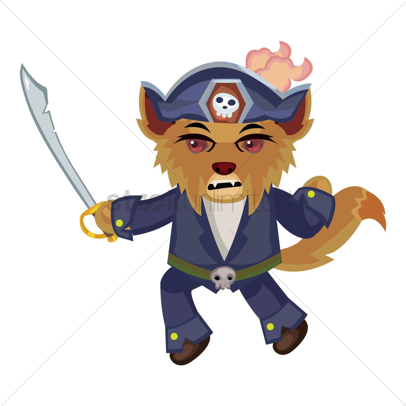 1300x1300 Wolf Holding Saber Vector Image