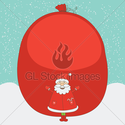 500x500 Santa Claus Before The Gift Large Sack. Vector Christmas Gl
