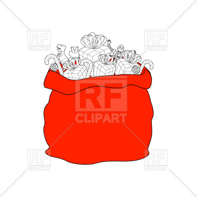400x400 Santa Bag With Gift. Christmas Sack. Vector Image Vector Artwork