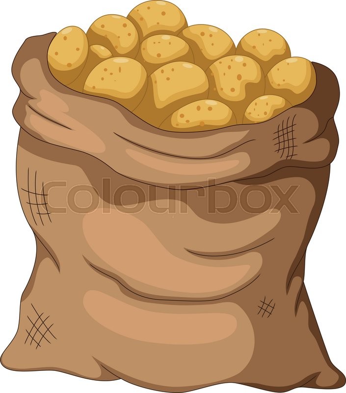 705x800 Vector Illustration Of Collection Potato Cartoon On The Sack