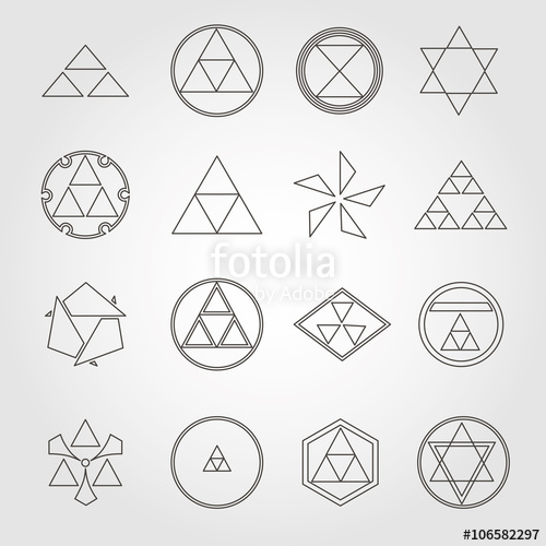 500x500 Japan Religious Symbols Sacred Geometry Vector Set Stock Image