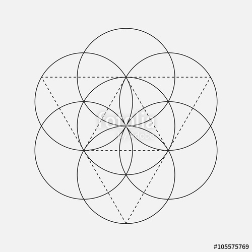 500x500 Flower Of Life Sign. Vector Isolated Geometric Symbol With Circles