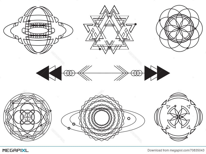 800x597 Sacred Geometry, Vector Graphic Design Elements. Set Illustration