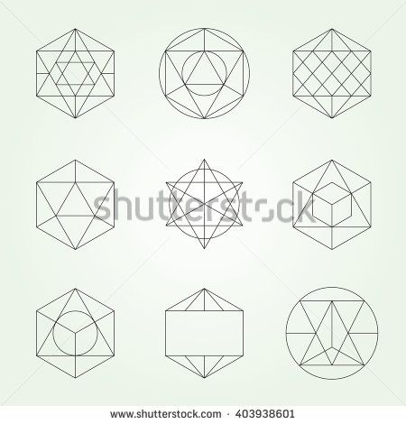 450x470 Sacred Geometry Vector Set. Alchemy, Religion, Philosophy