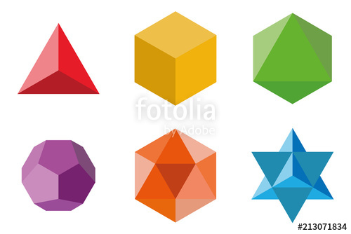 500x334 Set Of Geometrical Elements And Shapes Pyramid, Cube, Octahedron