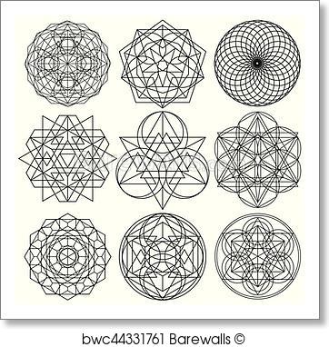 362x382 Art Print Of Sacred Geometry Symbols Vector