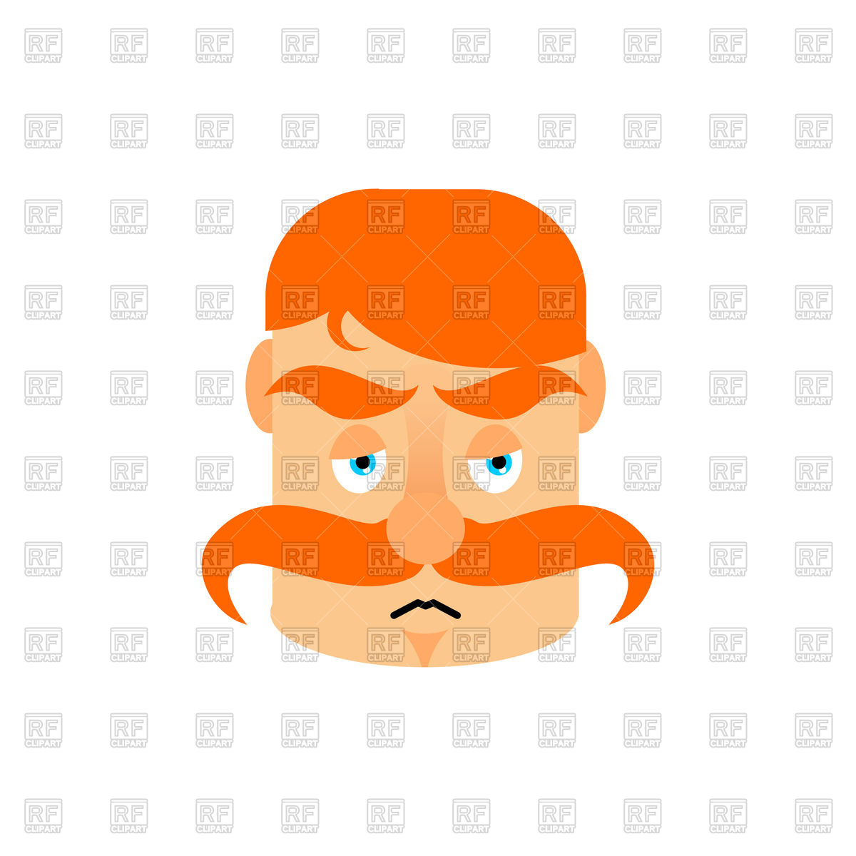 1200x1200 Irishman With Red Mustache Sad Emoji Vector Image Vector Artwork