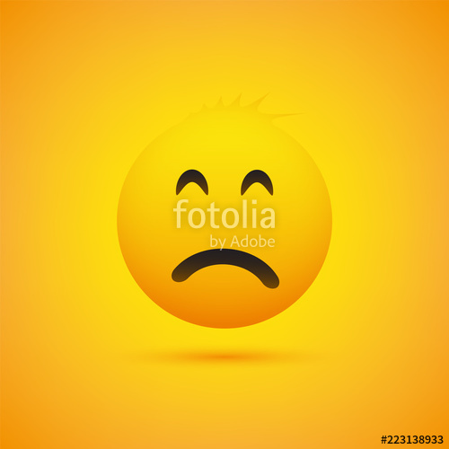 500x500 Sad Emoji, Simple Emoticon On Yellow Background