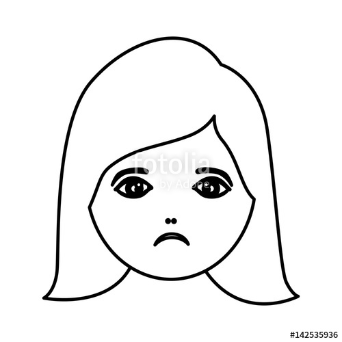 500x500 Silhouette Cartoon Human Female Sad Face Vector Illustration