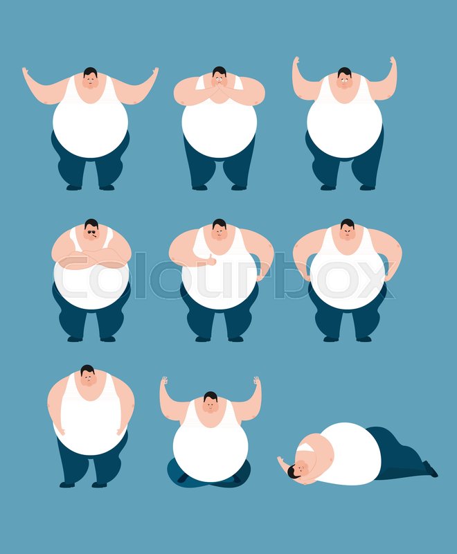 660x800 Fat Set Poses And Motion. Stout Guy Happy And Yoga. Big Man