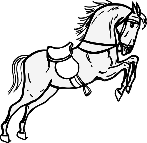 500x485 Jumping Horse With A Saddle Vector Illustration Public Domain