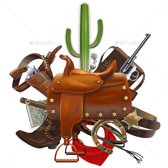 590x590 Vector Cowboy Concept With Saddle By Dashadima Graphicriver