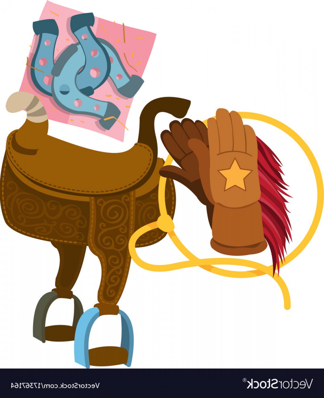1057x1296 Wild West Saddle Gloves Rope And A Horseshoe Vector Arenawp