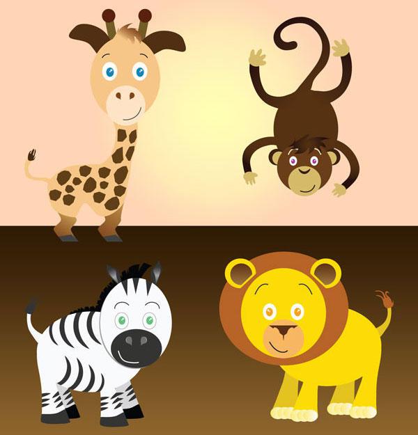 600x625 Free Cartoon Safari Animals Vector Art 123freevectors