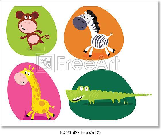 560x470 Free Art Print Of Cute Safari Animals Set