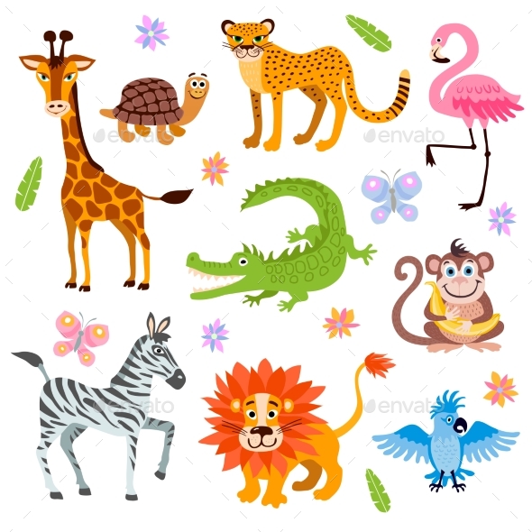 590x590 Jungle And Safari Animals Vector Set For Kids By Microvone