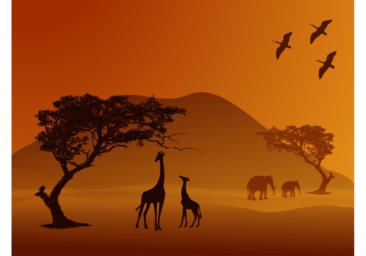 1400x980 Safari Animals Free Vector Art