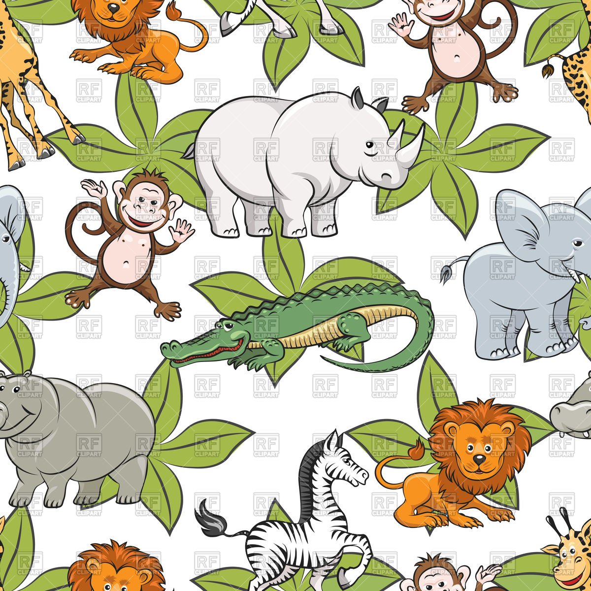 1200x1200 Cartoon Wild Safari Animals Vector Image Vector Artwork Of