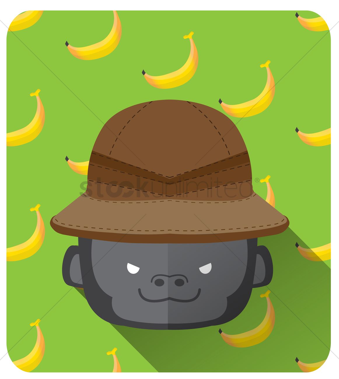 1162x1300 Monkey Wearing Safari Hat Vector Image