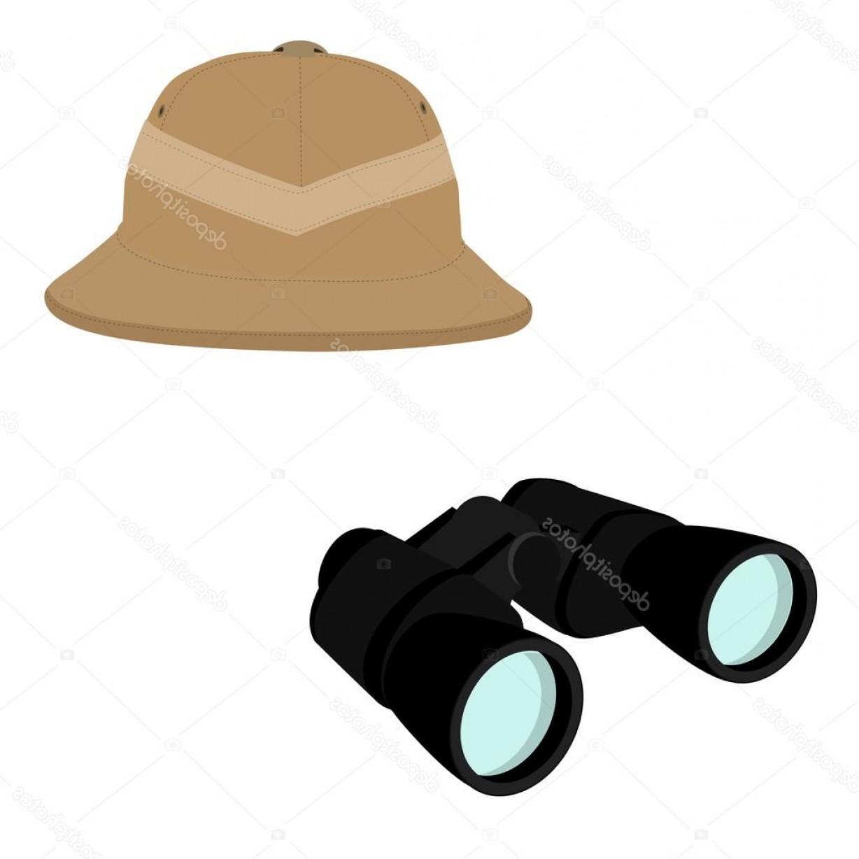 1228x1228 Stock Illustration Safari Hat And Binoculars Orangiausa