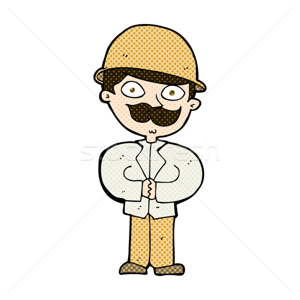 600x600 Comic Cartoon Man In Safari Hat Vector Illustration