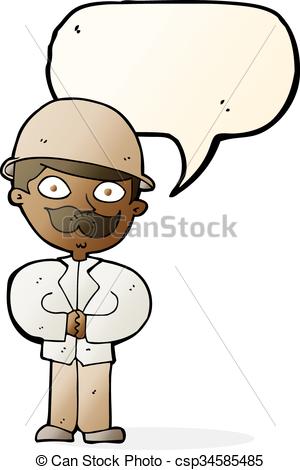 300x470 Cartoon Man In Safari Hat With Speech Bubble.