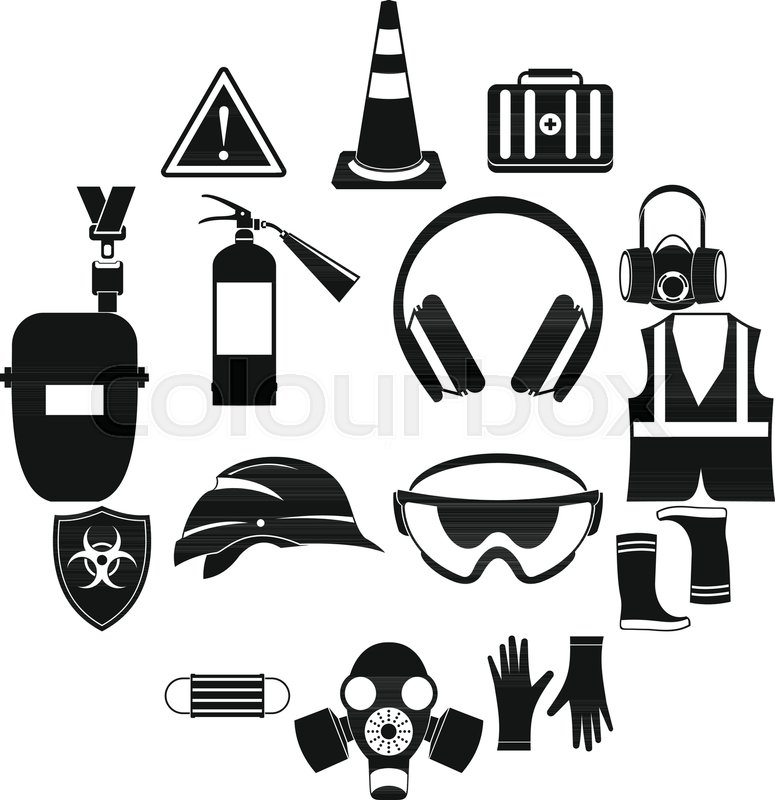 775x800 Safety Icons Set In Simple Style For Any Design Stock Vector