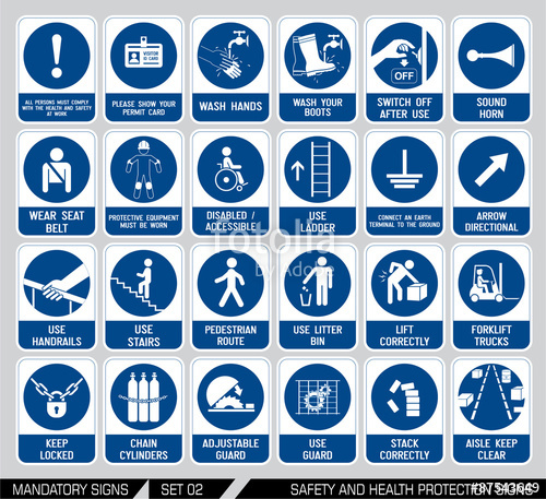 500x457 Set Of Safety And Health Protection Signs. Stock Image And