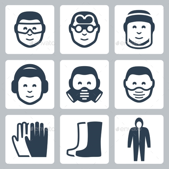 590x590 Vector Job Safety Icons Set By Greyj Graphicriver