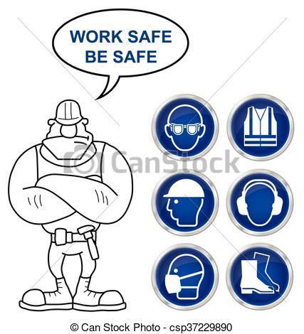 427x470 Health And Safety Signs. Mandatory Construction Manufacturing And