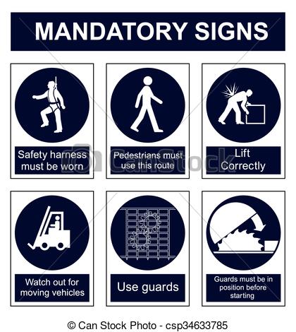 420x470 Mandatory Safety Sign. Mandatory Safety Sign Set Isolated On White