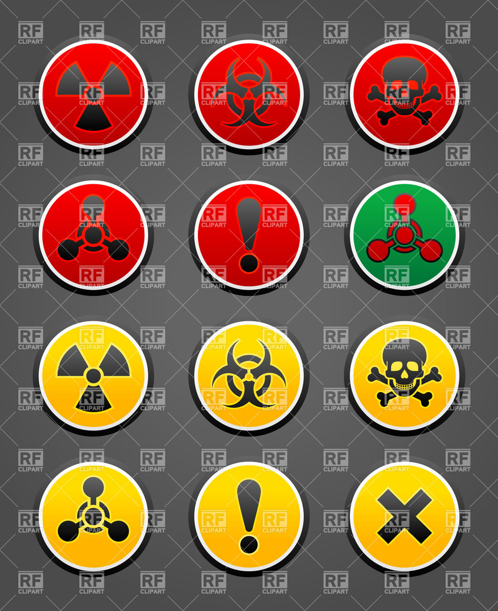 979x1200 Set Symbols Hazard Safety Sign, Vector Design Vector Image
