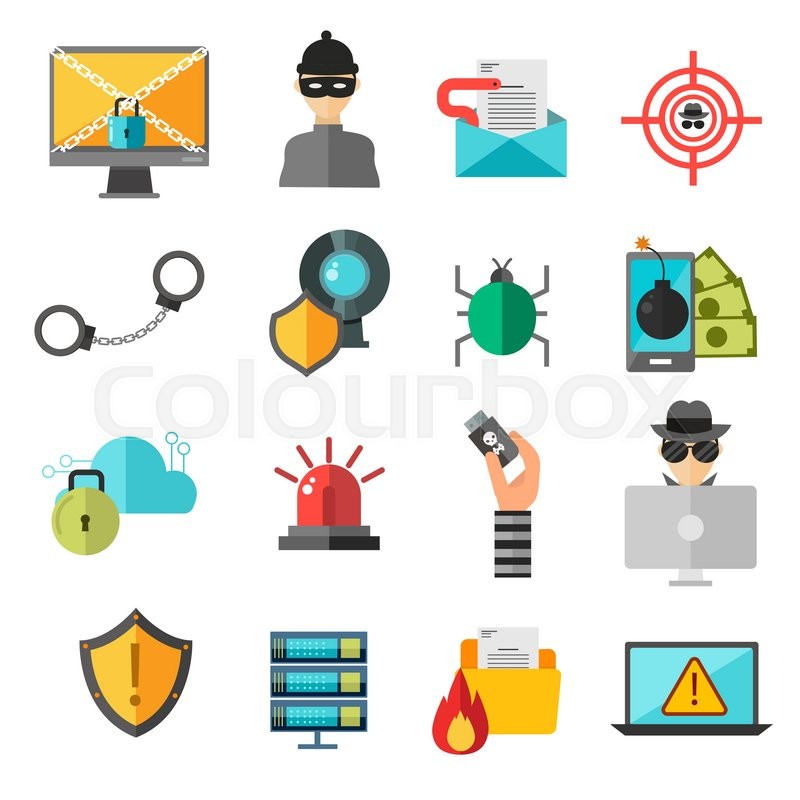 800x800 Computer Safety Vector Icons. Computer Safety, Virus Or Hackers