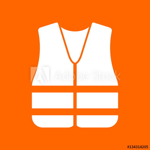 500x500 Safety Vest Icon On Orange Background, Flat Design Style. Vector
