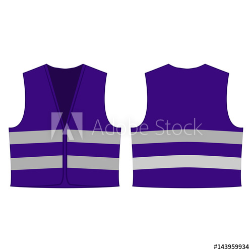 500x500 Violet Reflective Safety Vest For People Isolated Vector Front And