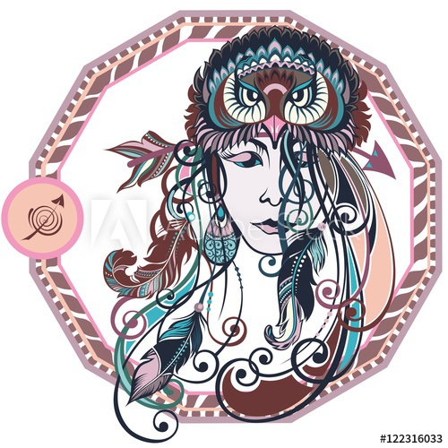 500x500 Zodiac Signs Sagittarius. Vector Illustration Of The Girl