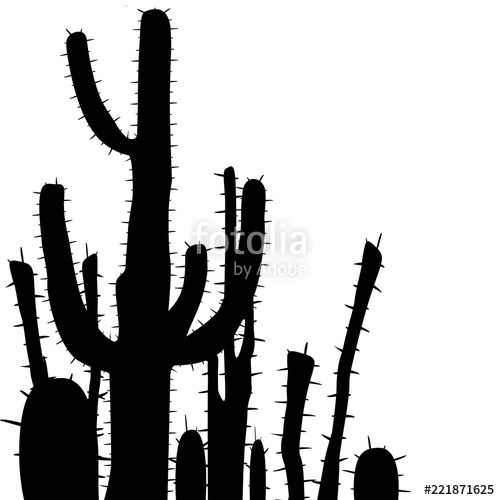 500x500 Saguaro Cactus. Black And White Vector Background. Stock Image