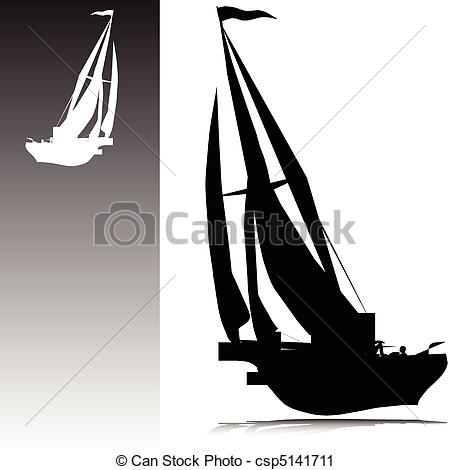 450x470 Sailing Boat Vector Silhouettes.