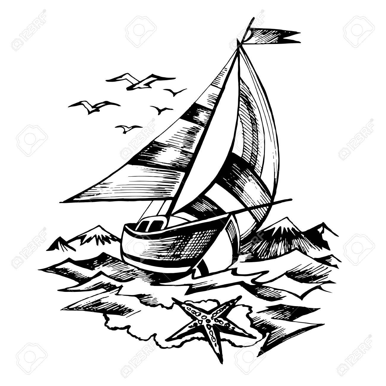 1300x1300 Sail Clipart Boat Drawing ~ Frames ~ Illustrations ~ Hd Images