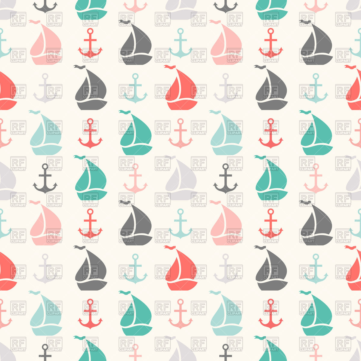 1200x1200 Seamless Pattern With Anchor And Sailboat Vector Image Vector