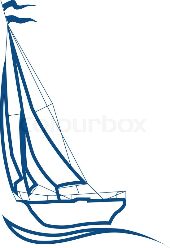 549x800 Silhouette Of Sailboat, Vector Sign For Sailing. Sea Cruise