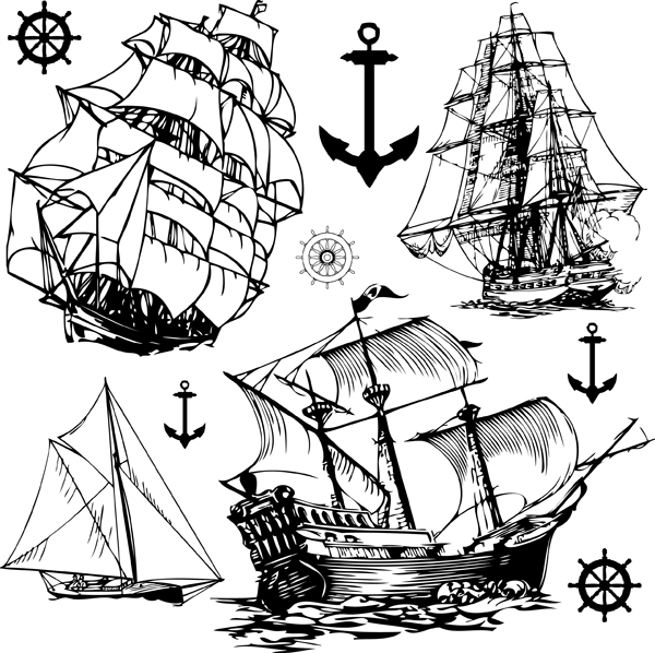 600x598 Sailing Ship Theme Vector Free Vector 4vector