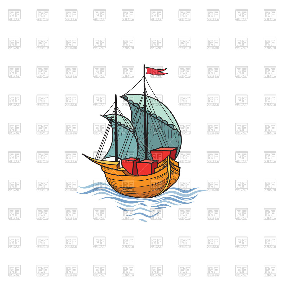 1200x1200 Cartoon Sailing Ship Vector Image Vector Artwork Of