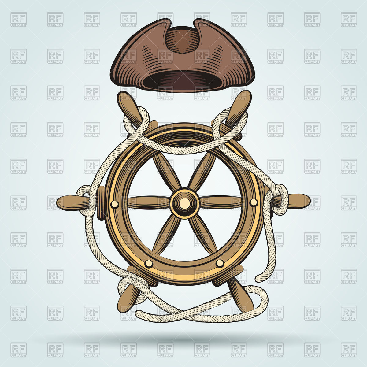 1200x1200 Steering Wheel With Ropes And Sailor Hat Vector Image Vector