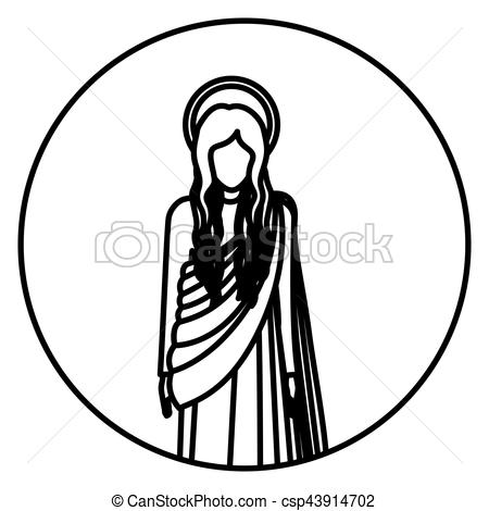 450x470 Circular Shape With Silhoutte Figure Human Of Saint Virgin Maria