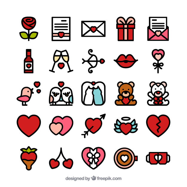 626x626 Lovely Saint Valentine Icons Vector Free Download