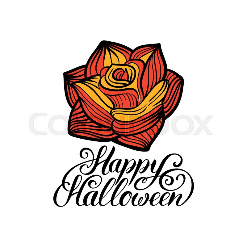 800x800 Rose Vector Illustration With Happy Halloween Lettering For Party