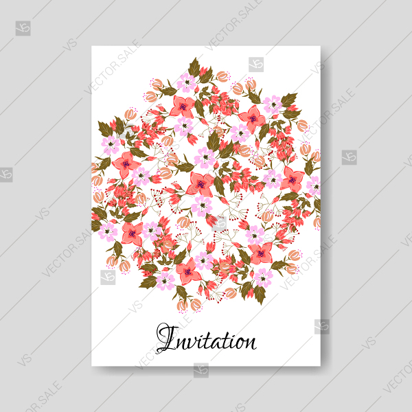 600x600 Orange West Indian Jasmine Sakura Flower Wedding Invitation Card